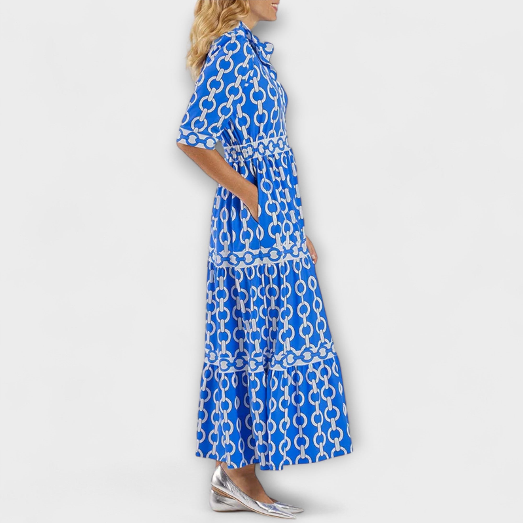 Sophia | Midi jurk met kettingpatroon